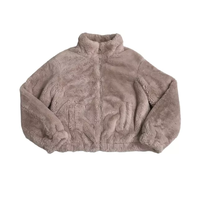New Look 915 Girls Faux Fur Jacket Pink Age 12-13 Fluffy Teddy Bear Coat Fleece