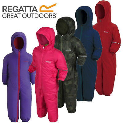 Regatta Splosh Waterproof Padded Fleece Lined All In One Snow Suit Childs Kids