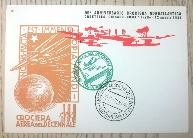 Cartolina Con Annulli 50° Anniversario Della II Trasvolata Atlantica Balbo