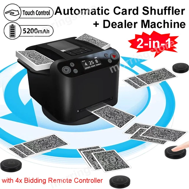 2IN1 AUTOMATIC CARD Shuffler and Dealer Machine 360° Rotating Deal ...