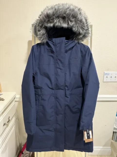 Womens The North Face Arctic Parka 2 Down Waterproof Warm Winter Jacket Navy Blu