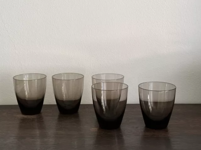 SF Zwiesel Rauchglas 5 Trinkgläser Becher Wasser Heinrich Löffelhardt MidCentury