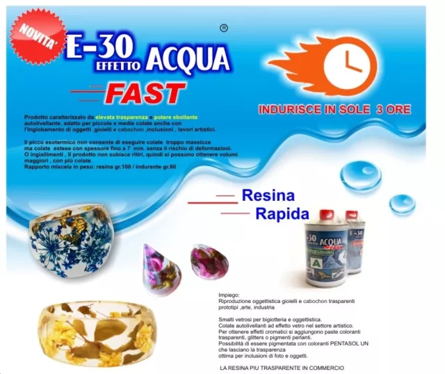 Résine Transparent Rapide E30 E-30 Fast non Toxique Effet De L’ Eau 320gr