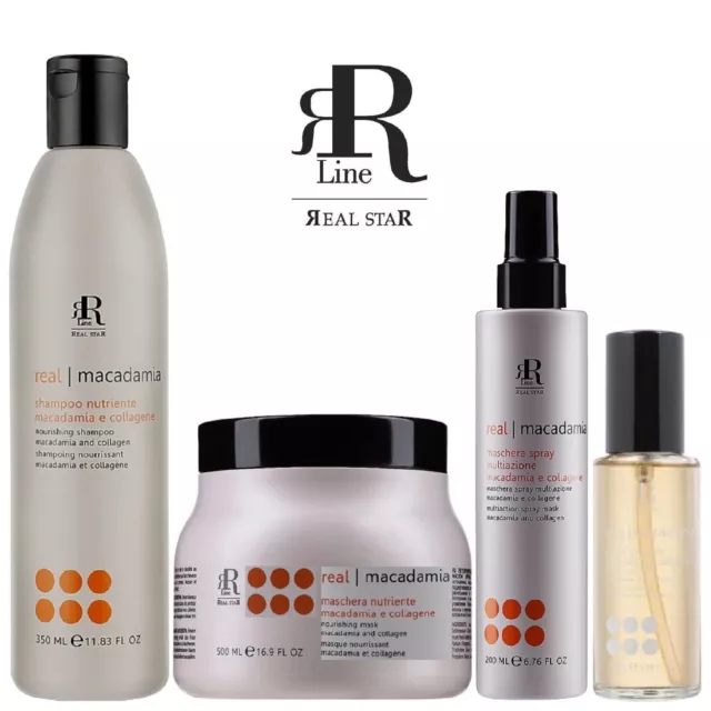 Rr Line Macadamia Star Shampoo Mask Spray Fluido Nutriente Capelli Dannneggiati