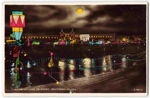 Southend On Sea Essex Illuminations On Front - 1937 Real Photo Postcard N14