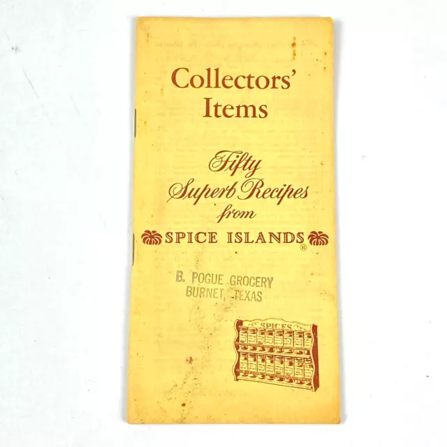 1959 Spice Islands Collectors Items Recipes Pogue Grocery Burnet TX Advertising