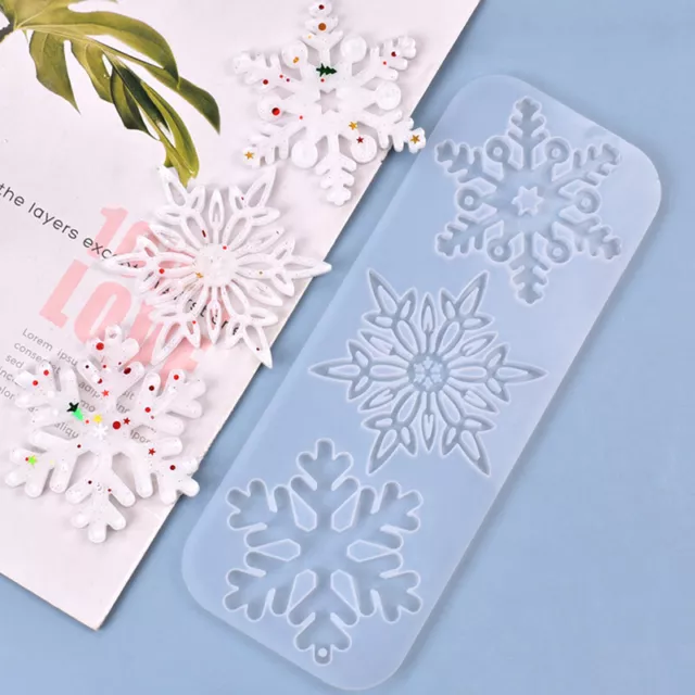 Resin Silicone Pendant Mold Christmas Snowflake Ornament Handmade Jewelry Ma.EW