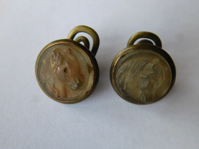 Boutons De Manchette Anciens En Or De Tolède Avec Mucite - Modèle K5 - Vintage Occasion