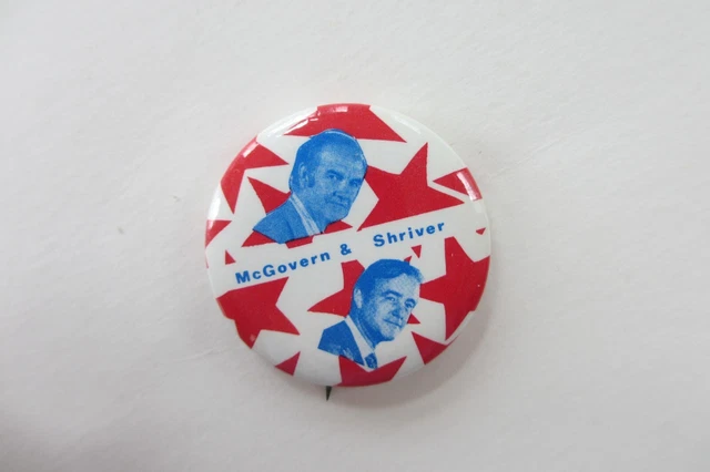 McGovern-Shriver 1972 Presidential Picture Campaign Button-Red Stars