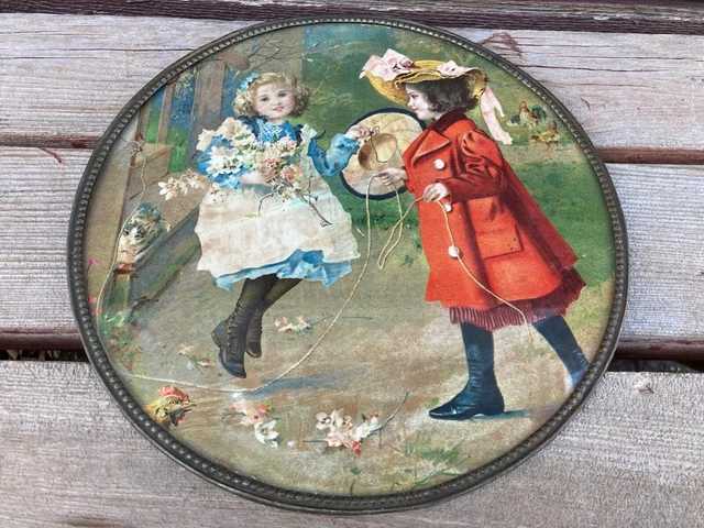 Antique Victorian Chimney Flue Cover Little Girls Skipping Rope