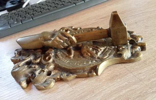 Ancien Marteau Heurtoir De Porte Décor Chevalier Hauteur 18 cm 2