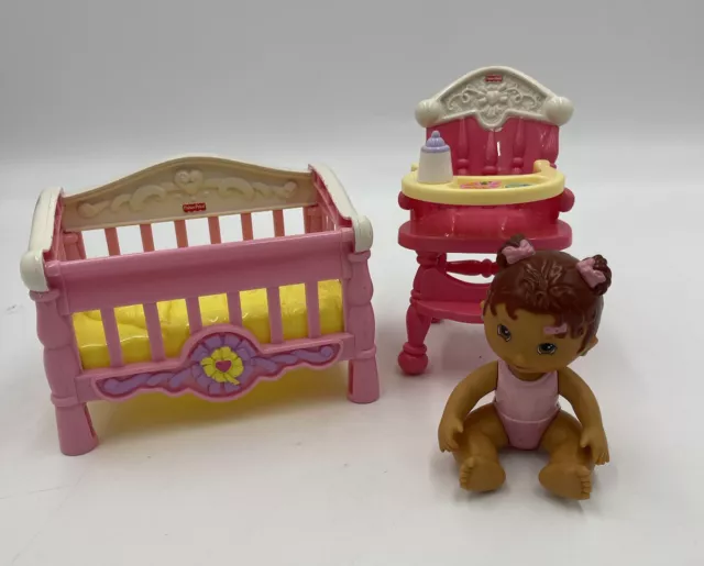 Fisher Price Snap 'n Style Baby Doll Nursery Crib & Highchair