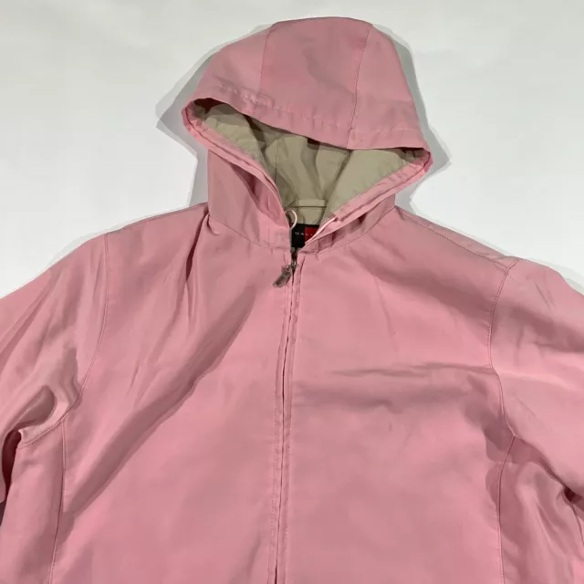 GALLERY Jacket Womens Large Pink Coat Lined Hooded Rain Wind Lightweight Pockets 2