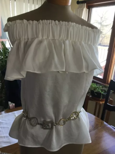 NWT Express Ivory White Off The Shoulder Blouse Top Bandeau Size Medium