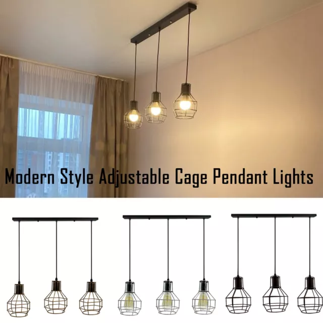 3 Head Vintage Chandelier Industrial Retro Metal Lampshade Ceiling Pendant Light
