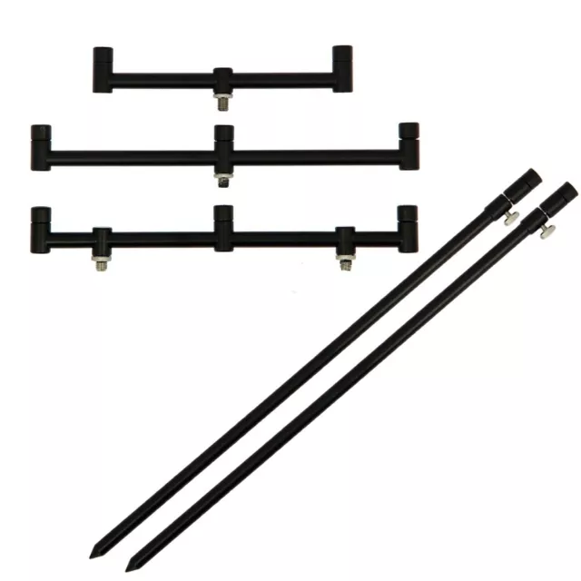 Carp Fishing Black Stainless Steel Banksticks Rod Rest Bank Sticks 2 Rods 3 Rods