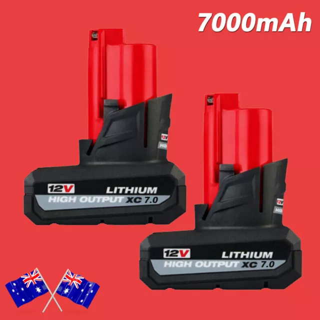 2x For Milwaukee M12 12V Battery 7Ah M12B3 M12B 48-11-2402 48-11-2412 48-11-2440