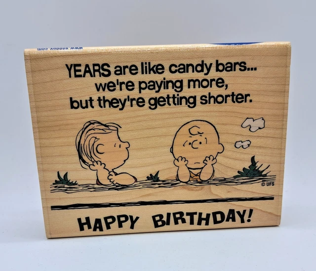 PEANUTS LINUS CHARLIE BROWN HAPPY BIRTHDAY Rubber Stamp by