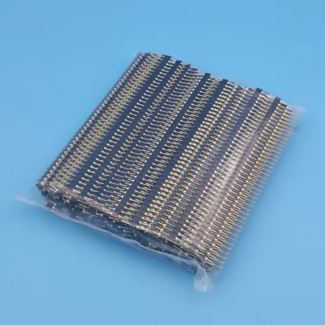 100Pcs Straight 40Pin Male Single Row 2.54mm Gold Plated Round Pin Header Strip