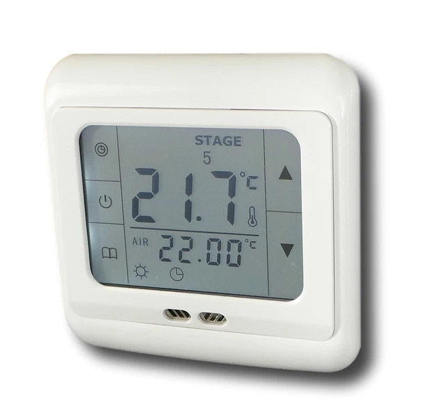 Thermostat Numérique Ecran Tactile Ambiant 24V Chauffage par le Sol Blanc #844