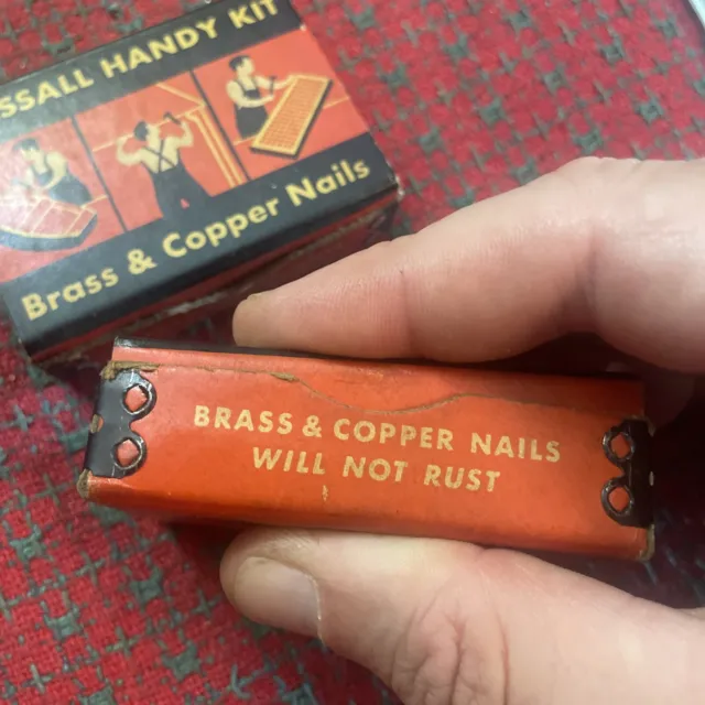 Vintage Brass & Copper Nails Hassall Handy Kit Box USA 8.3 oz Total Weight 3