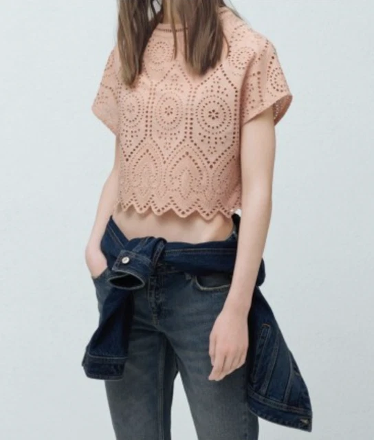 Haut Zara En Coton Moutarde Brodé - Taille 38, Neuf Avec étiquettes