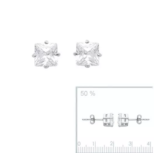 Boucles d'oreilles HOMME Carré en argent & ZIRCONIUM NEUF