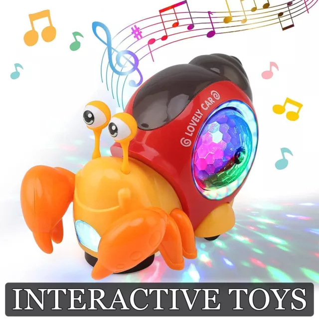 Electric Music Crawling Crab Kids Toy LED Light Up Baby Toddler Interactive Toys