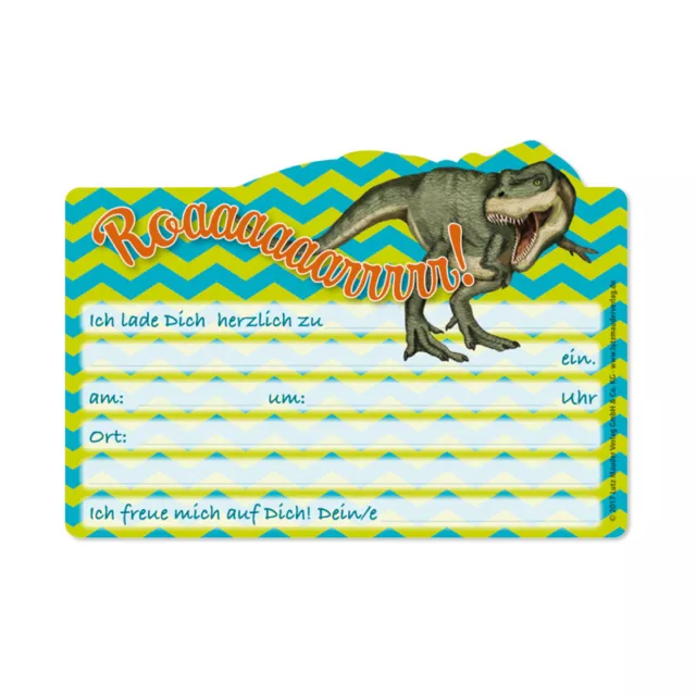 Stanzkarte Kindergeburtstags-Einladungs-Set "TapirElla - T-Rex" (8 Stück) 3