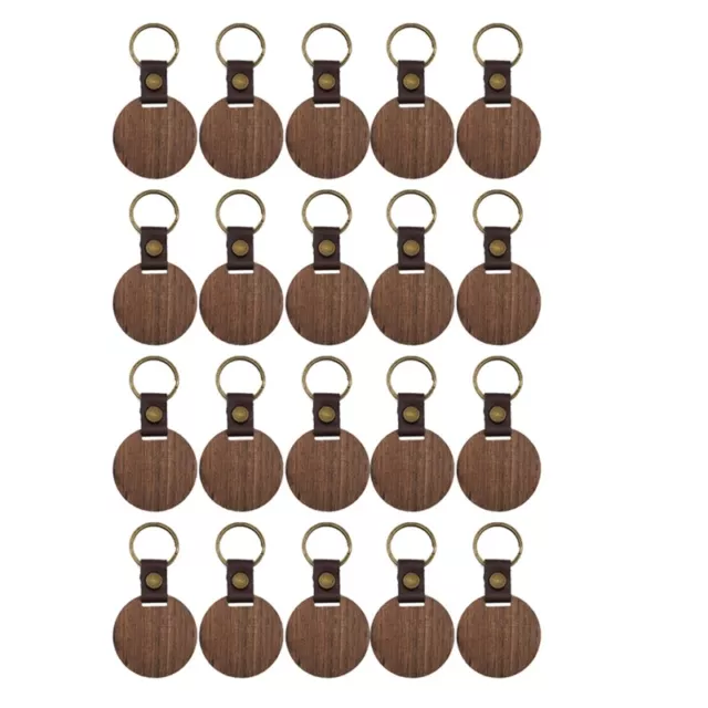 20Packs Keychain Blank Wood Walnut with Keyring for DIY Engraving Gift6292