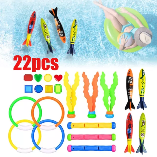 Tauchspielzeug Unterwasser Pool Spielzeug Tauchring Schwimmbad Spielzeug Set 22x