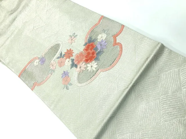 6499923: Japanese Kimono / Vintage Nagoya Obi / Embroidery / Cloud & Floral Plan