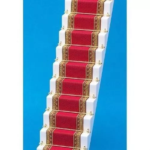 Red and Gold Edged Stair Carpet 12th Scale for Dolls House