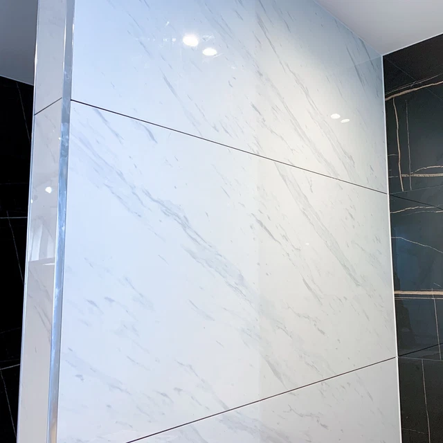 CARRARA WHITE MARBLE Effect Porcelain Floor Wall Tiles GLOSSY, Large 60 ...