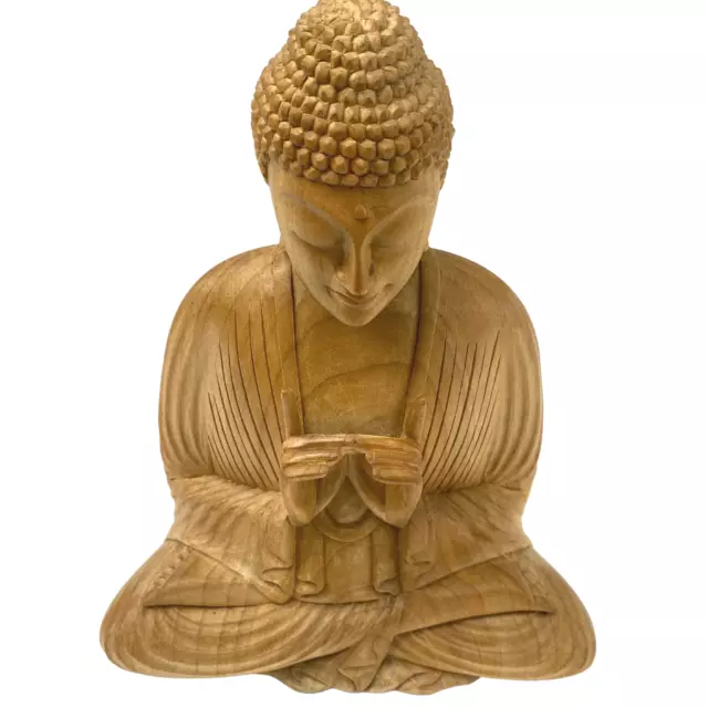 Buddha Wishing Jewel Sculpture Manidhara Mudra Hand Carved Wood Statue Bali Art 3