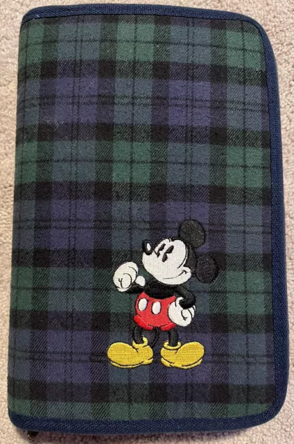 Disney Store Blue Green Plaid Mickey Mouse 6 Ring Personal Binder Planner Agenda