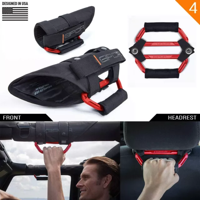 GP Grip PRO Wrangler Grab Handle x 4 RED (2 roll-bar + 2 headrest) JL JT 4xe JK