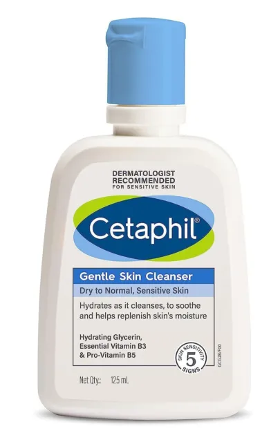 Cetaphil Limpiador facial con niacinamida, vitamina B, piel sensible, 125 ml