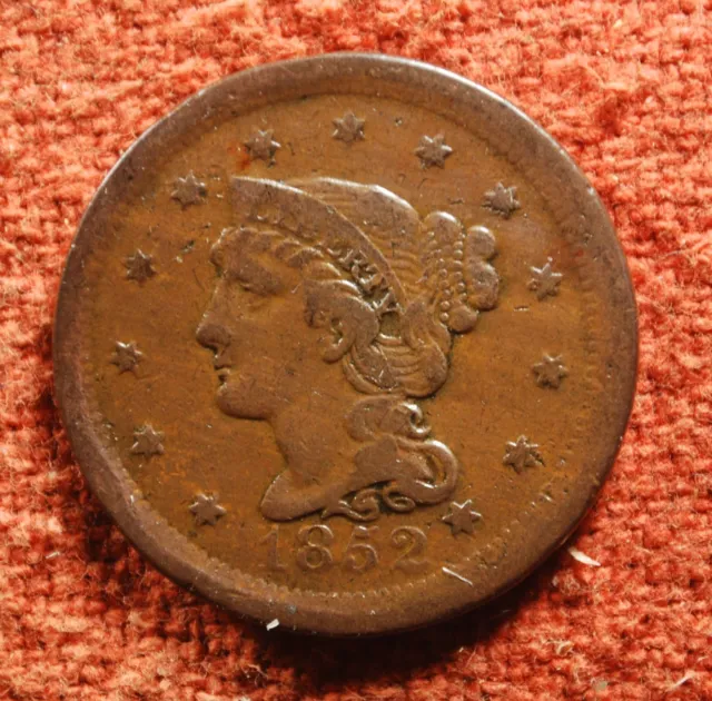1852 US American Extra Fine Liberty Braided Head Large Cent