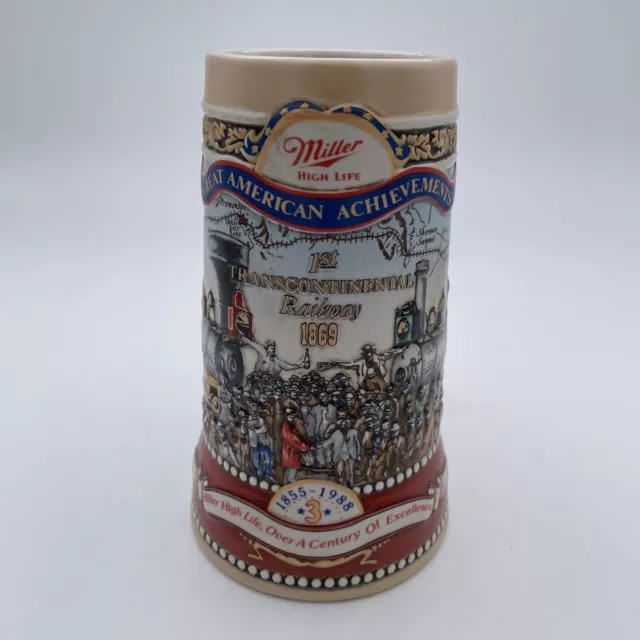 Miller High Life Great American 1st Transcontinental Railway 1988 Beer Stein Mug
