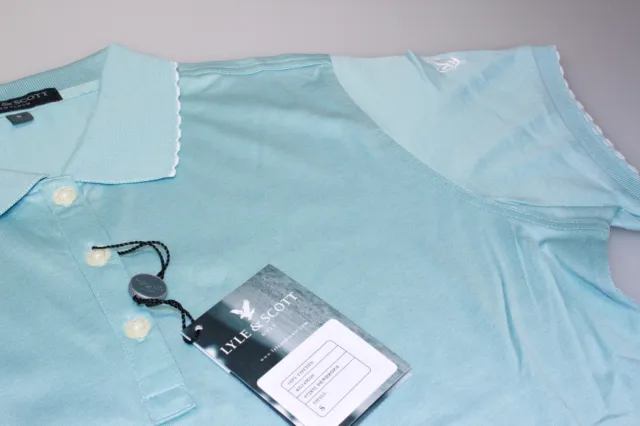 Lyle & Scott Ladies 100% Mercerised Cotton Golf Polo Shirt Blue Green S + L New