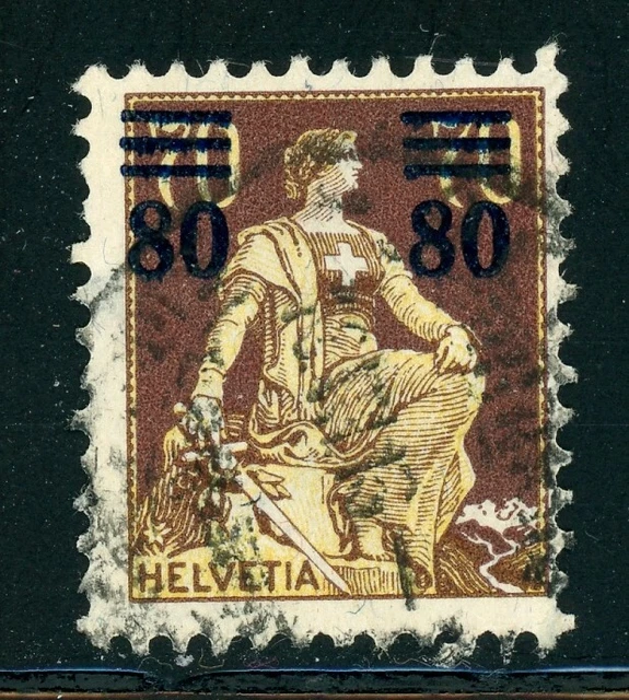 Switzerland Scott #189 USED SCHG 80c on Helvetia 70c dk brn & buff CV$32+ ISH-1
