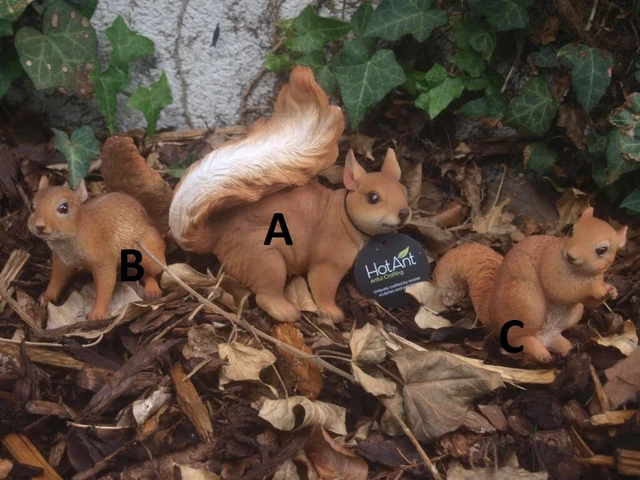 GeKi Eichhörnchen-Paar Deko-Figuren – Wetterfest In Holzoptik, 13 Cm & 15 Cm Groß