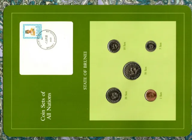 Coin Sets of All Nations Brunei UNC 1984-1988  50 Sen 1988 20 Sen 1987