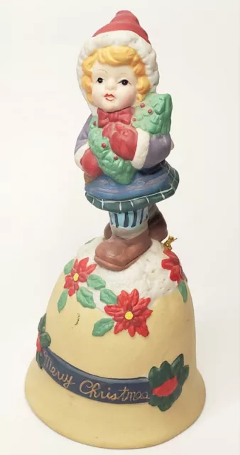 Vtg The Heritage Mint Ltd Holiday Collection Porcelain Christmas Bell 1998 Girl