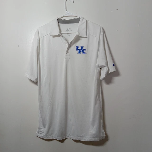 Nike Dri Fit Mens S White Short Sleeve UK Wildcats Golf Polo T Shirt Tee Top