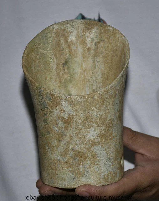6.4 " Old Chinese Hongshan Culture Jade Carved Yu Cong Zong Statue