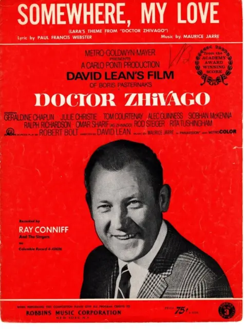 Sheet Music Somewhere, My Love Doctor Zhivago 1965  Robbins Music Corp  #760