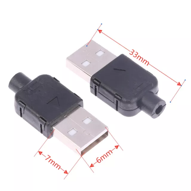 10 Sets DIY USB 2.0 Connector Plug A Type Male 4 Pin Adapter Socket Assembly SPI 3