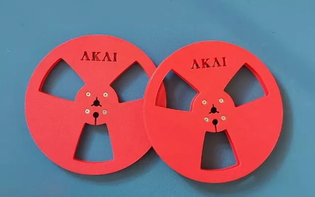 Akai 7" reel to reel tape spools 3D printed (Plastic) in Red (pair)